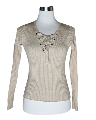 Pull beige, marron